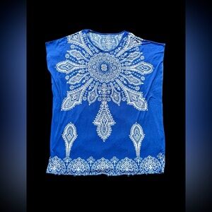 ✨Blue and white boho indie fairy top✨